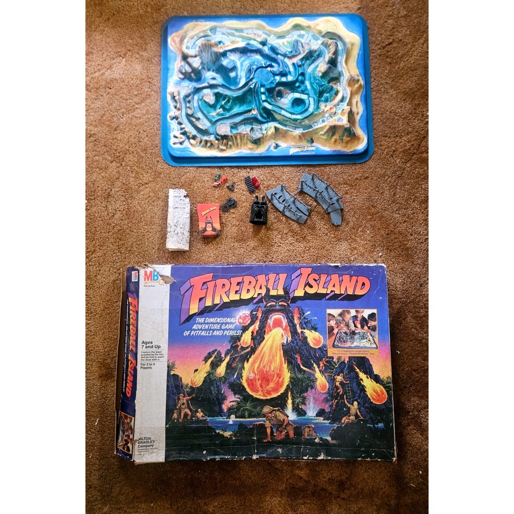 Vintage 1986 Fireball Island Board Game Milton Bradley 4708 80s Grail Incomplete